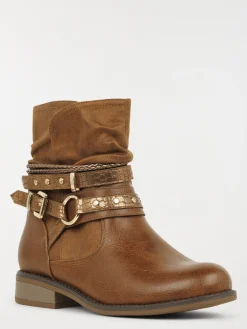 Bottines plissées camel femme (36-41)