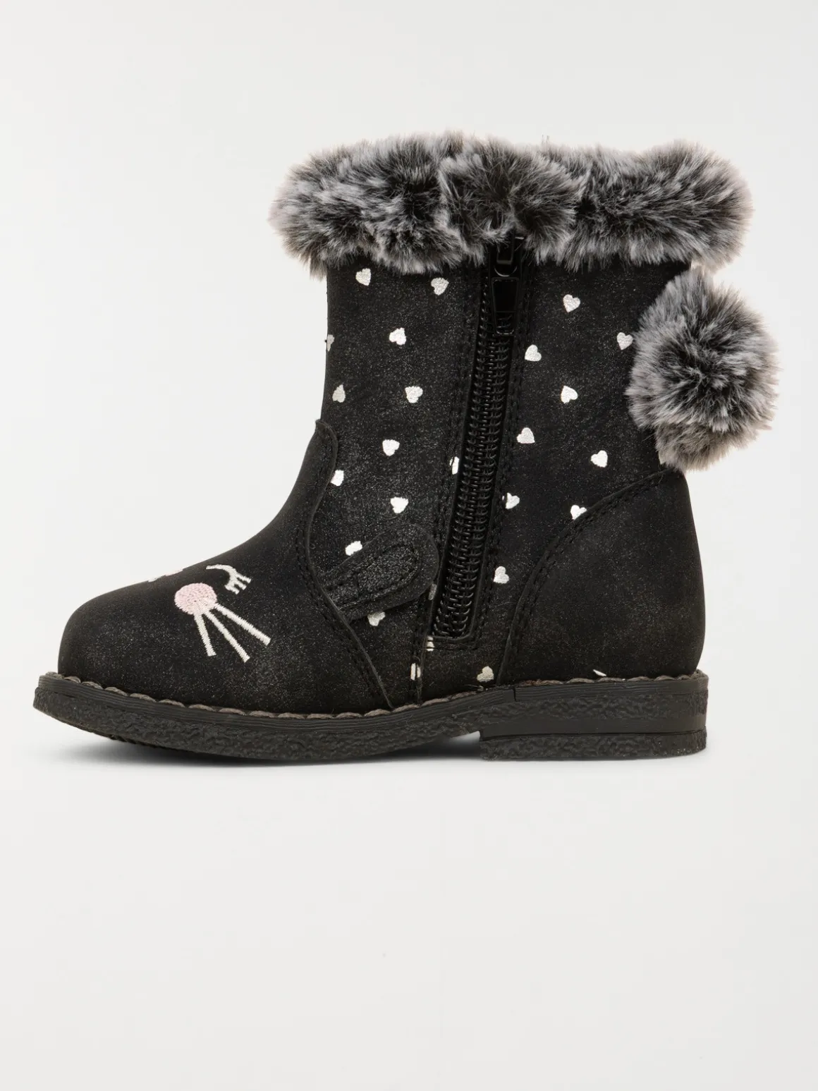 Bottines pompons fourrées fille (19-23)