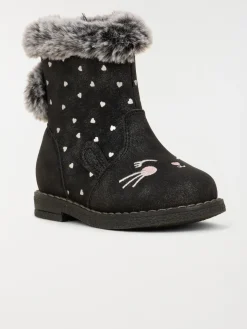 Bottines pompons fourrées fille (19-23)