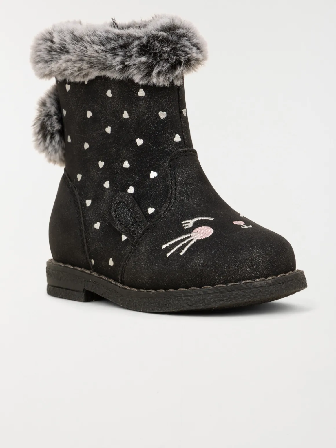 Bottines pompons fourrées fille (19-23)