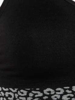 Brassière de sport noire léopard femme