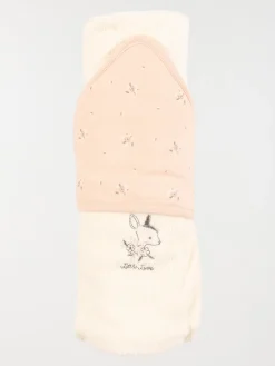 Cape de bain et gant rose bébé