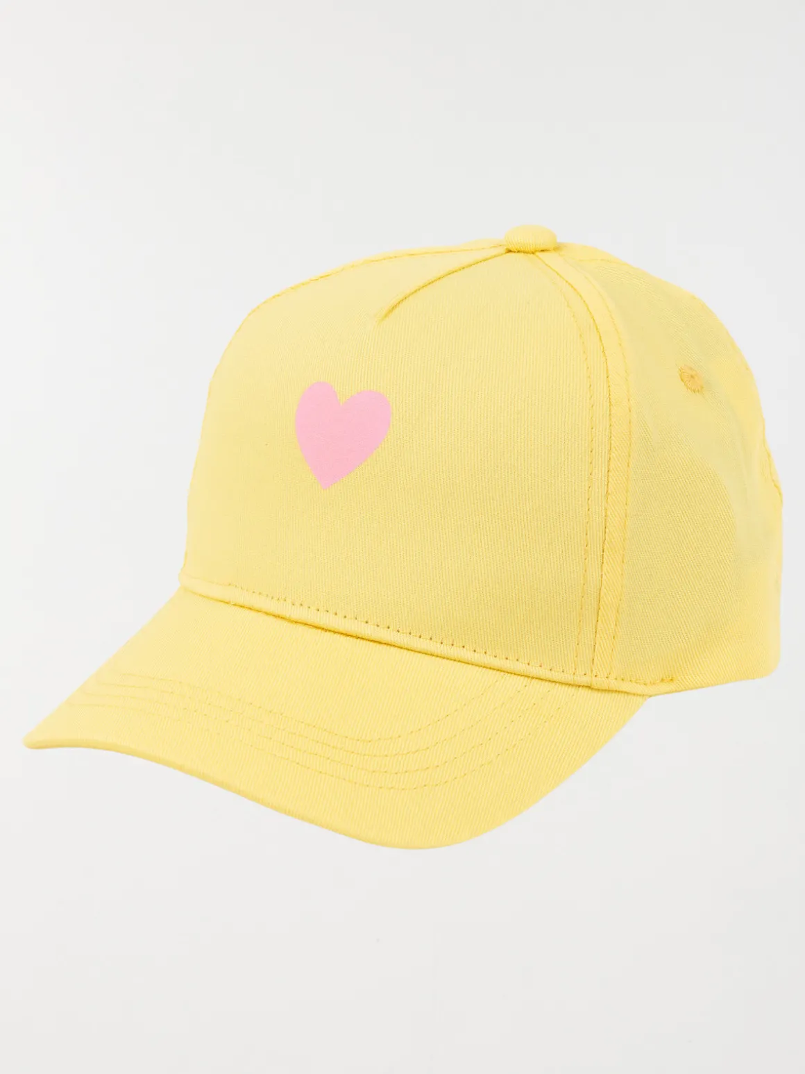 Casquette jaune clair coeur rose fille