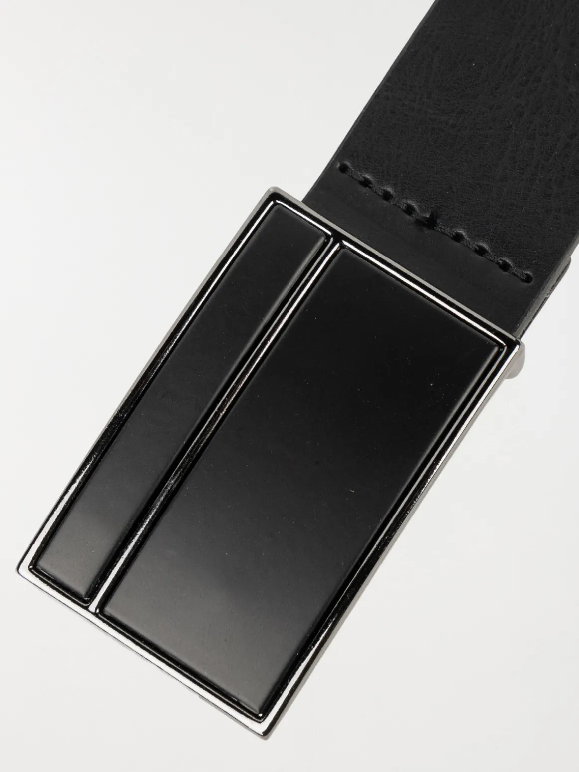 Ceinture boucle plaque noire homme