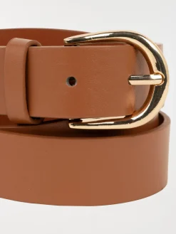 Ceinture camel boucle dorée femme