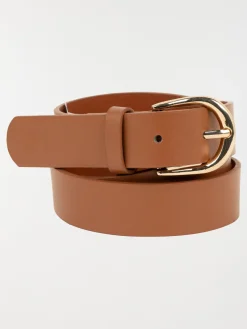 Ceinture camel boucle dorée femme