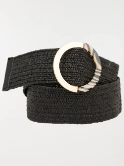 Ceinture femme boucle dorée et imprimée