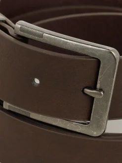 Ceinture marron double passants homme
