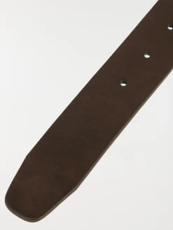 Ceinture marron double passants homme