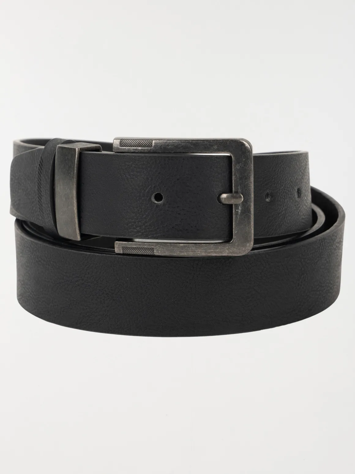 Ceinture noire passant métallique homme