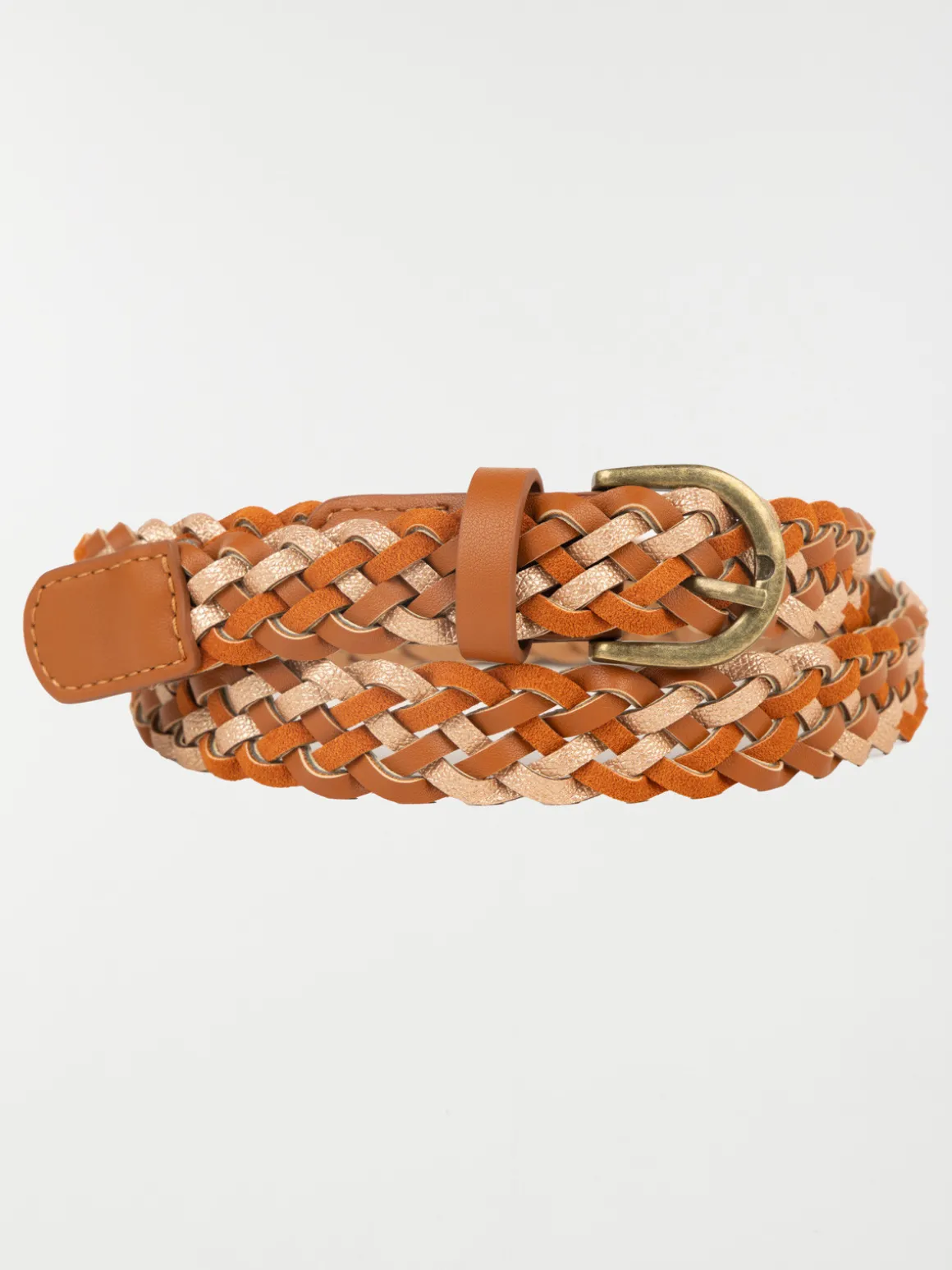 Ceinture tressée femme marron