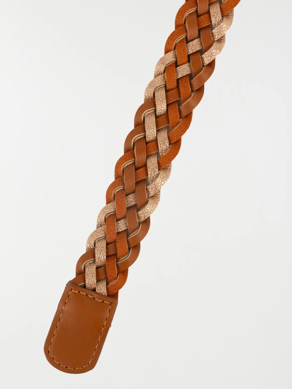 Ceinture tressée femme marron