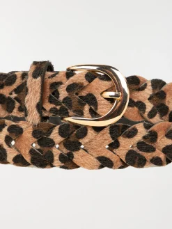Ceinture tressée léopard femme