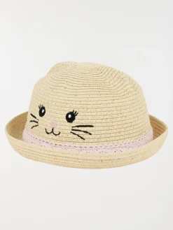 Chapeau chat brodé fille