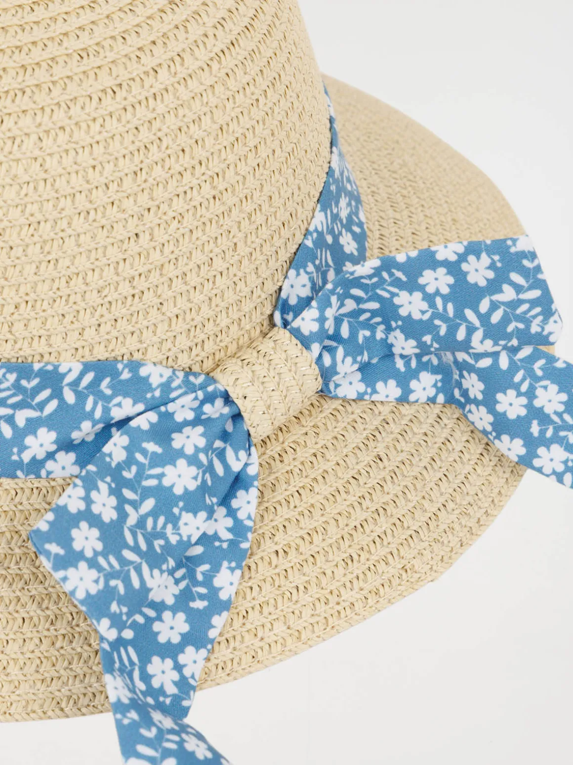 Chapeau de paille ruban fleuri fille