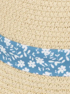 Chapeau de paille ruban fleuri fille