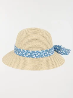 Chapeau de paille ruban fleuri fille