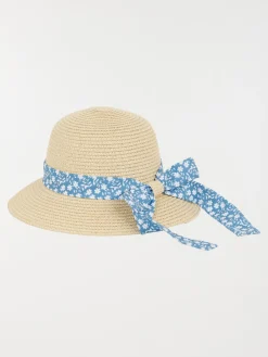 Chapeau de paille ruban fleuri fille