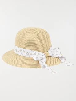 Chapeau de paille ruban fleuri fille