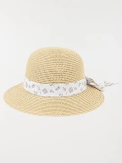 Chapeau de paille ruban fleuri fille