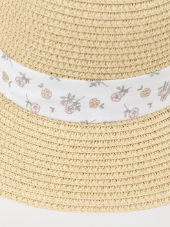 Chapeau de paille ruban fleuri fille