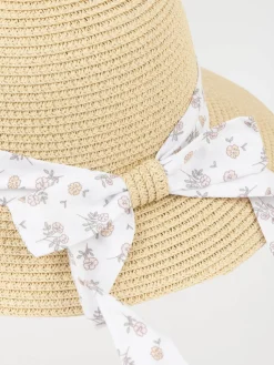 Chapeau de paille ruban fleuri fille