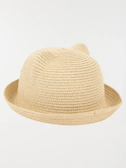Chapeau paille chat oreilles 3D fille