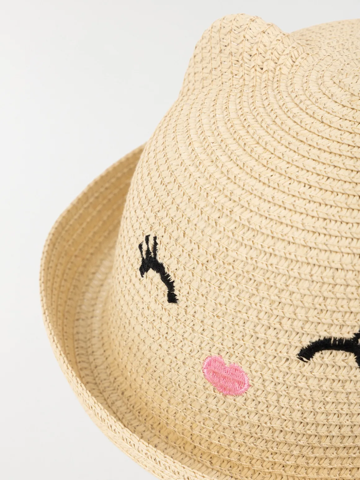 Chapeau paille chat oreilles 3D fille