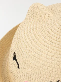 Chapeau paille chat oreilles 3D fille