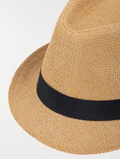 Chapeau paille ruban marine navy garçon