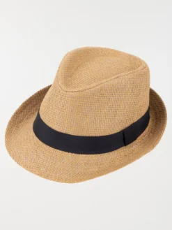 Chapeau paille ruban marine garçon