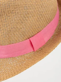 Chapeau paille ruban sorbet fraise fille