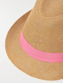 Chapeau paille ruban sorbet fraise fille