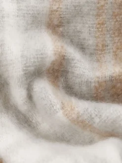 Écharpe à carreaux femme écru