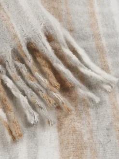 Écharpe à carreaux femme écru