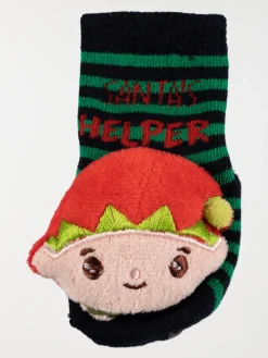 Chaussettes de Noël lutin vert bébé