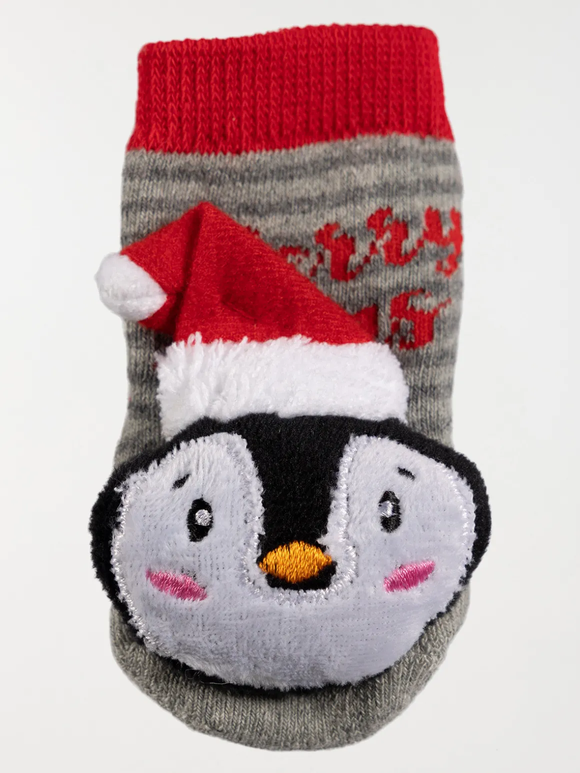 Chaussettes de Noël pingouin gris bébé
