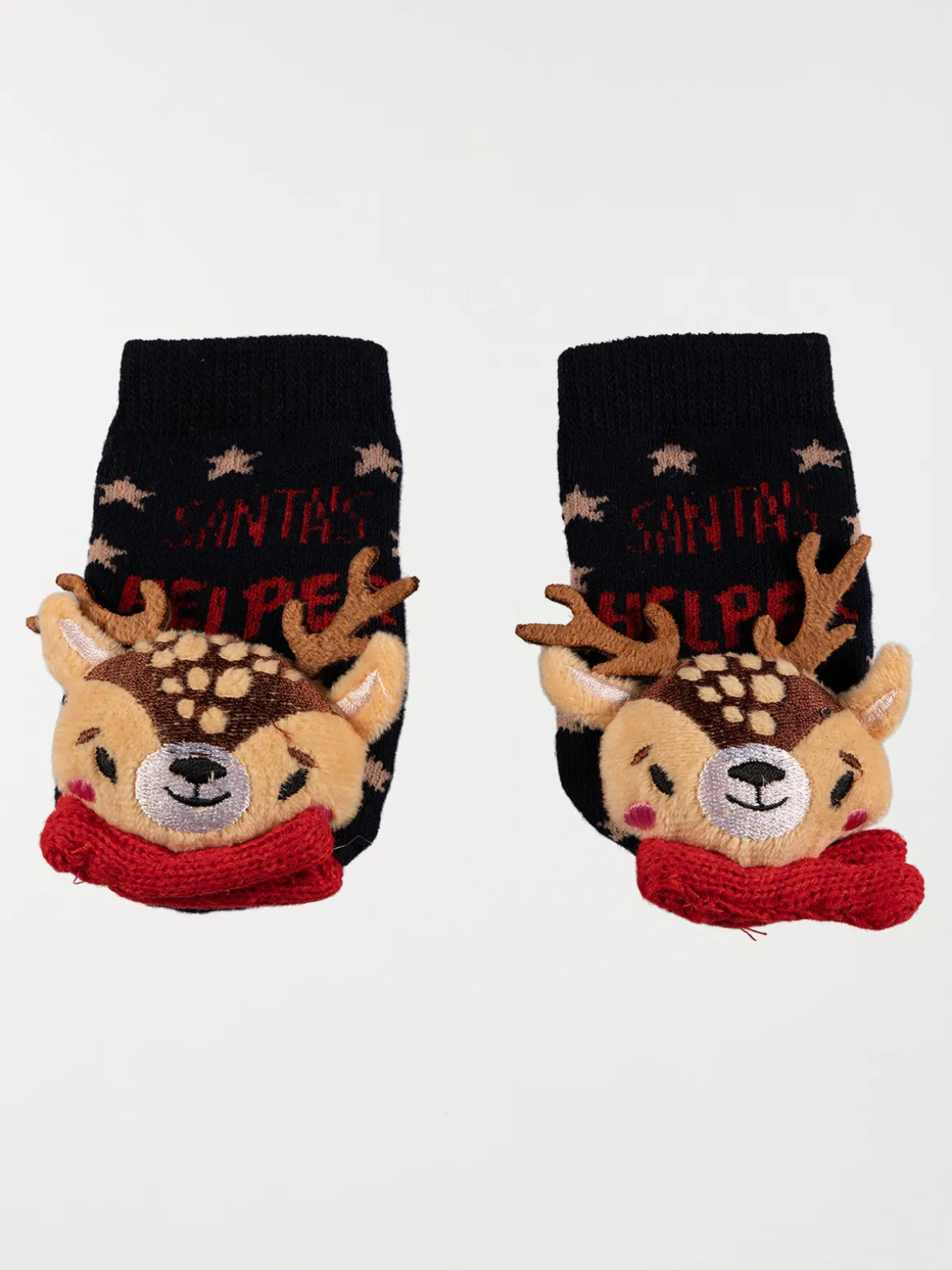 Chaussettes de Noël renne gris bébé
