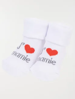 Chaussettes j'aime mamie bébé blanc