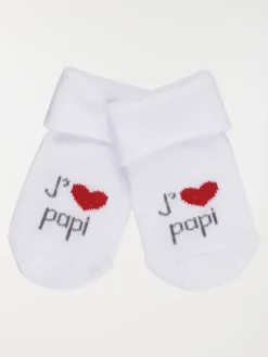 Chaussettes j'aime papi blanc bébé