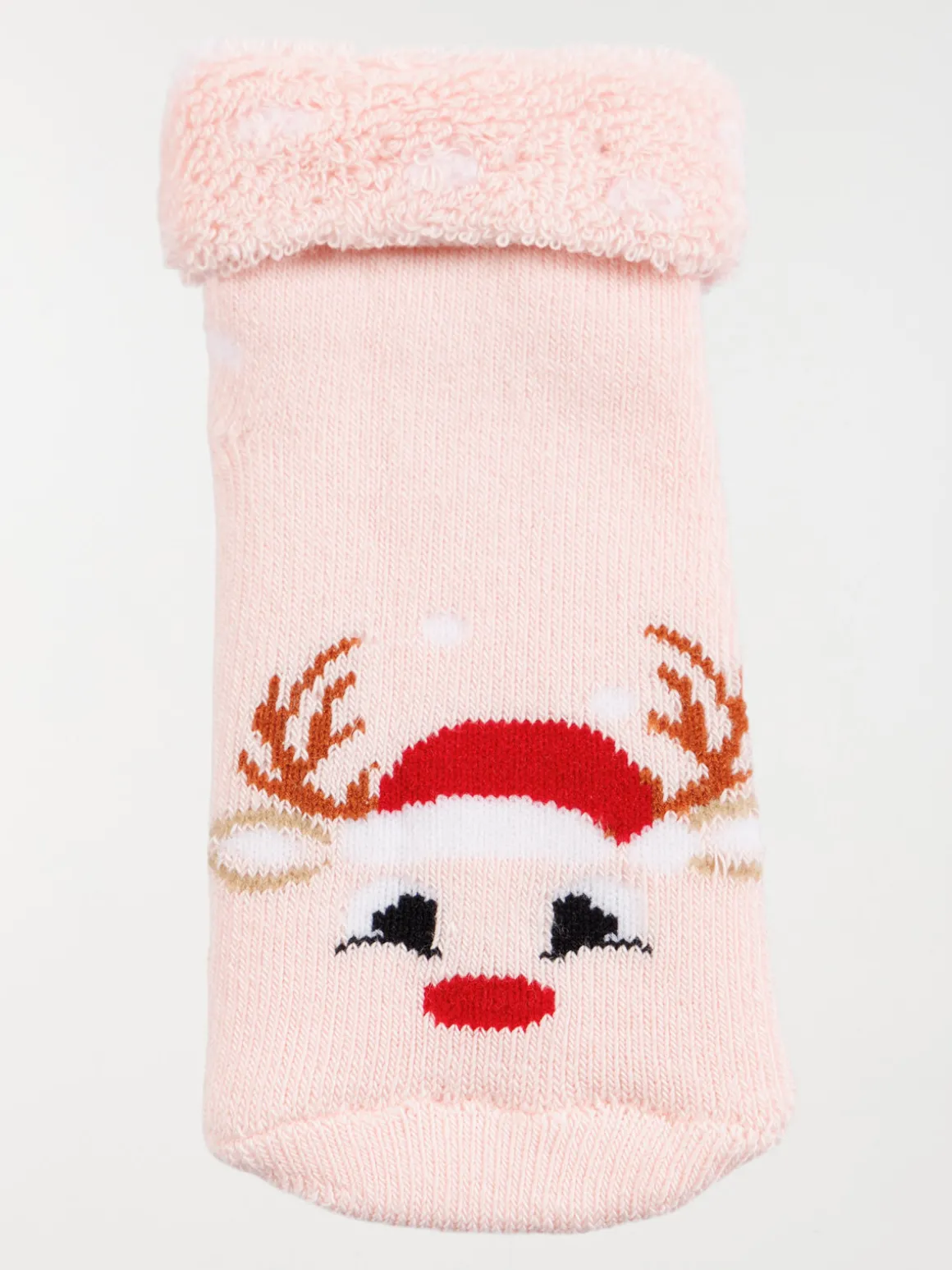 Chaussettes renne de noël bébé rose