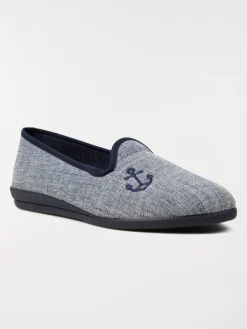 Chausson broderie ancre femme (36-41)