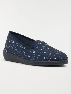 Chausson marine imprimée femme (37-41)