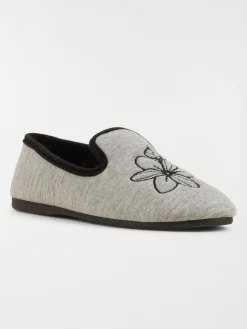 Chaussons brodés fleurs femme (36-41)
