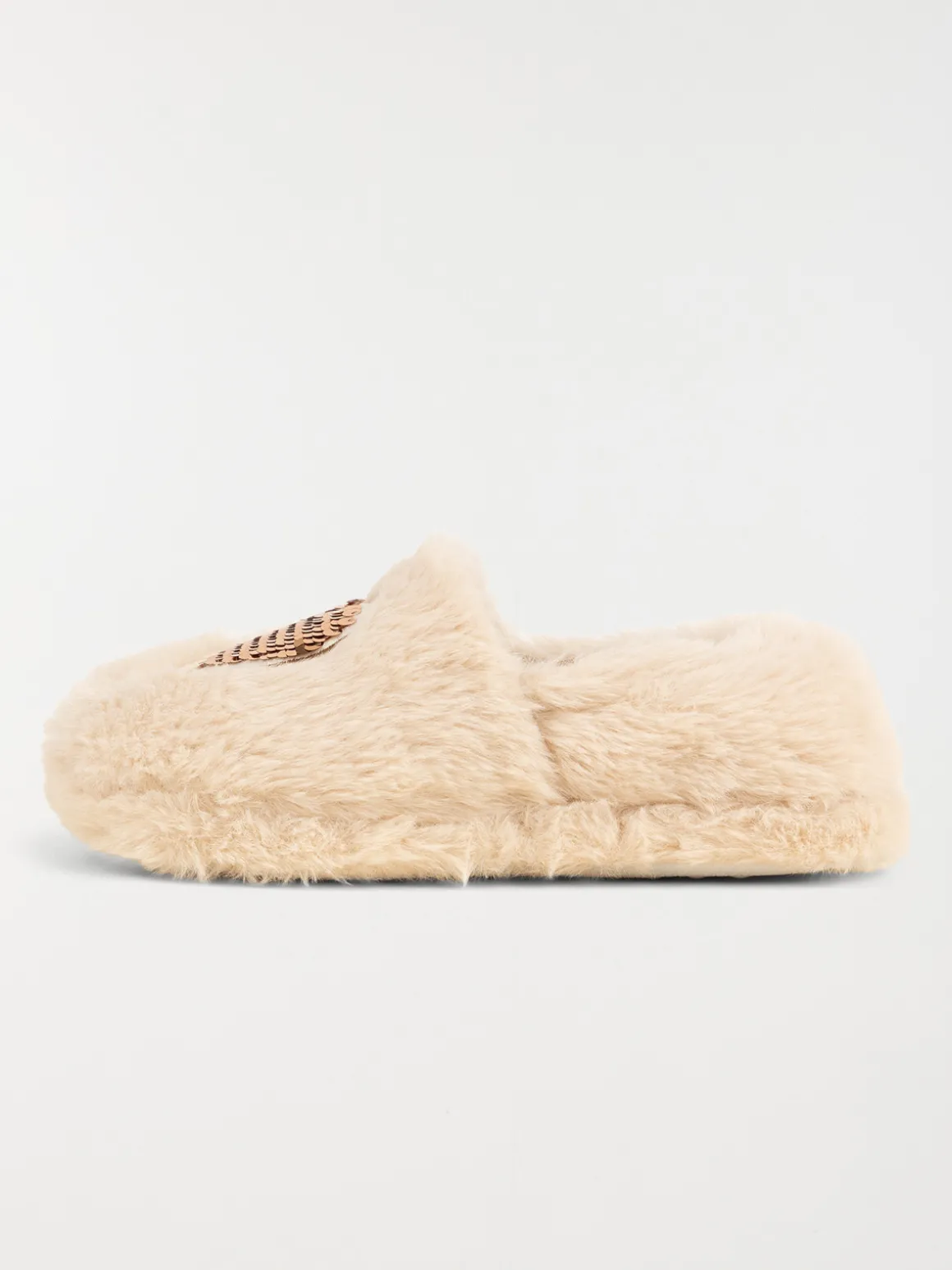 Chaussons coeur fille beige (31-35)