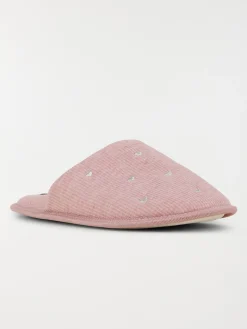 Chaussons femme coeurs brodés (36-41)
