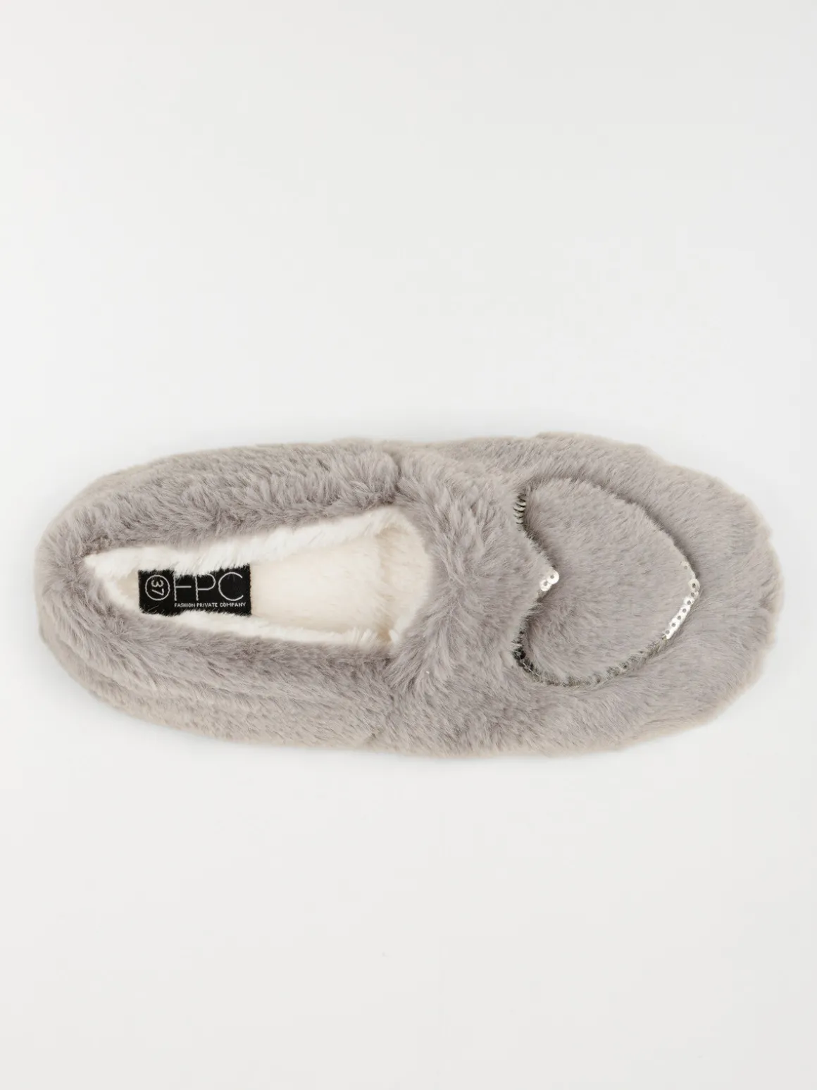 Chaussons gris coeur femme (36-41)