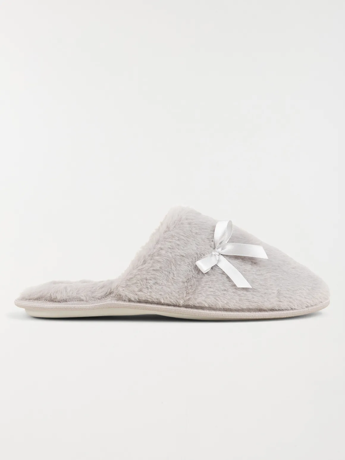 Chaussons gris noeud ruban femme (36-41)