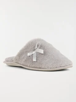 Chaussons gris noeud ruban femme (36-41)