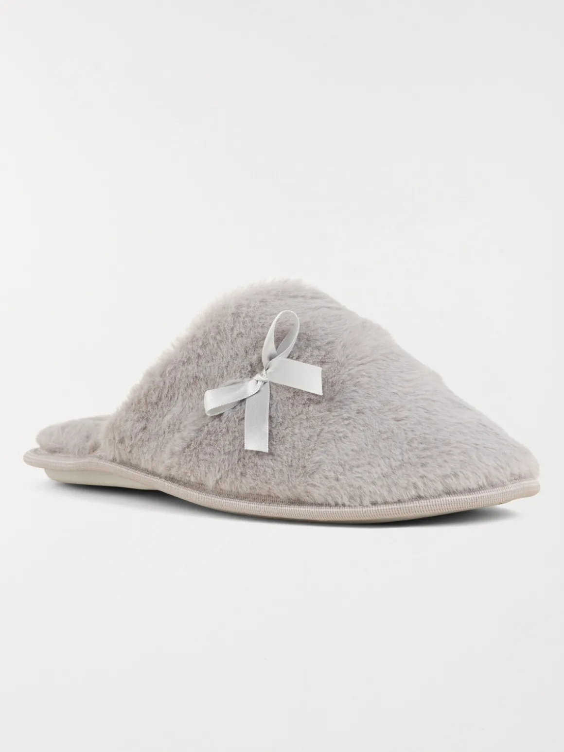 Chaussons gris noeud ruban femme (36-41)
